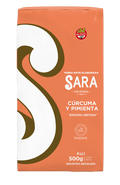 Yerba Mate Sara CURCUMA Y PIMIENTA 500G.