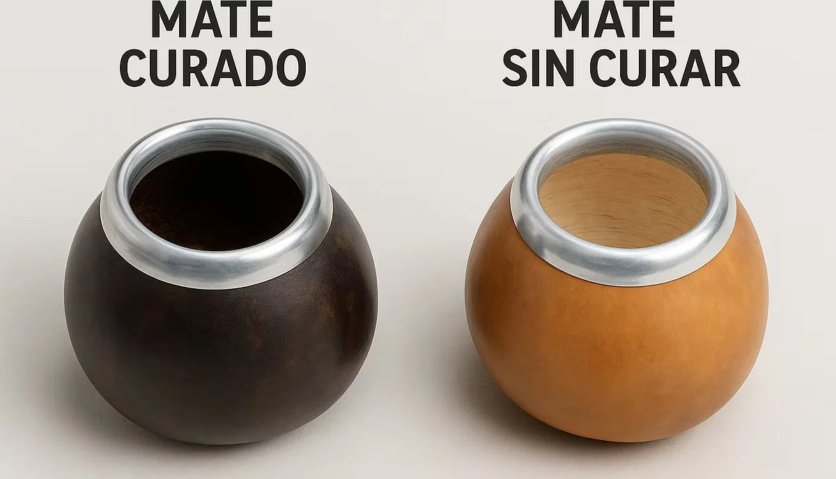 Interior de un mate curado al lado de uno sin curar